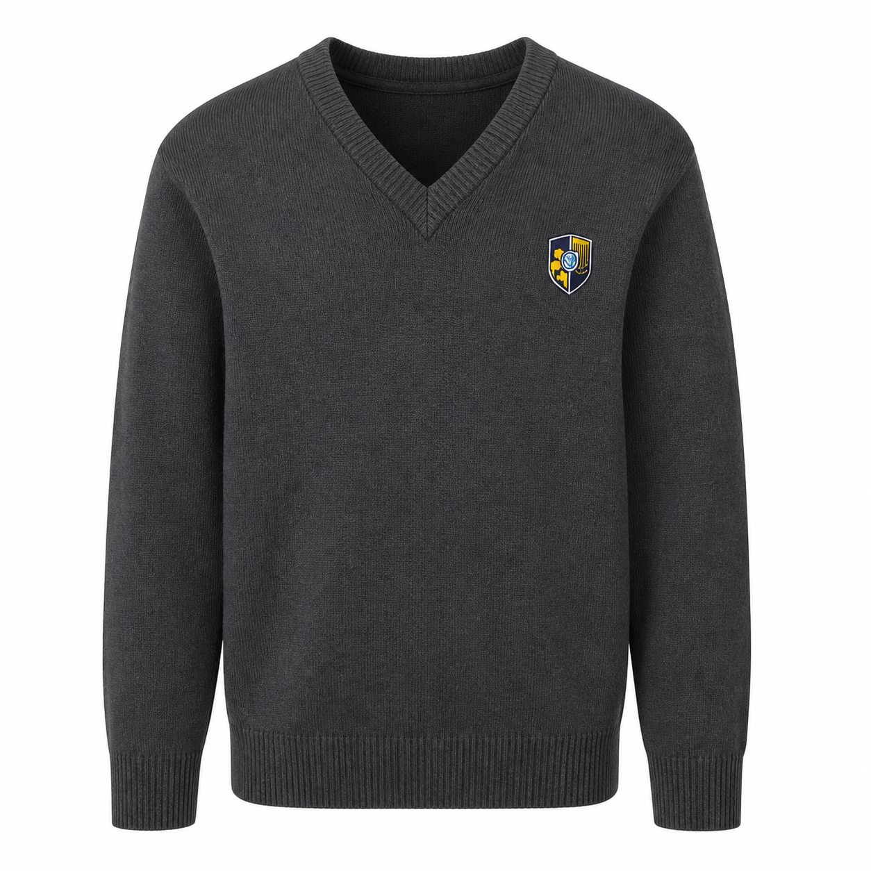 Causeway Academy V Neck Jumper Grey