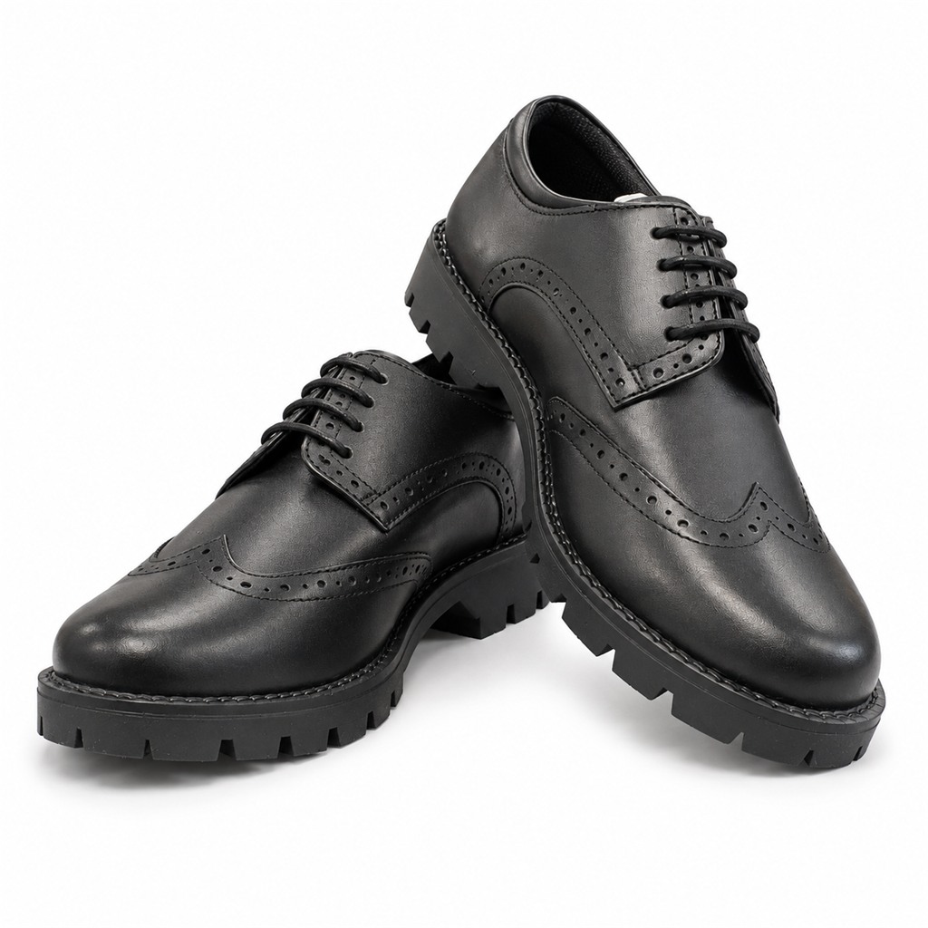 Black Whites 6461 Shoes Chunky Laced Brogue