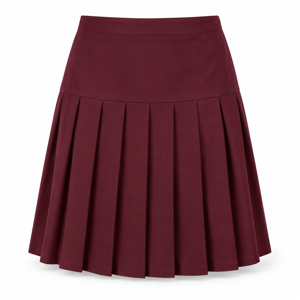 Maroon Tru Form Skirt Drop Pleat